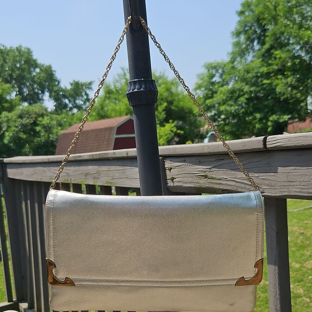 Vintage Mardane USA Gold Foil Convertible Clutch Shoulder Bag - Picture 5 of 7